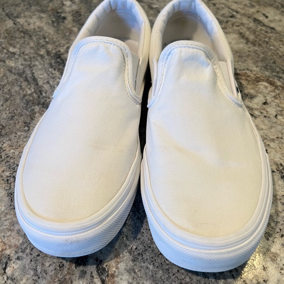 Vans Unisex White Slip Ons 8W 6M - Picture 2 of 10